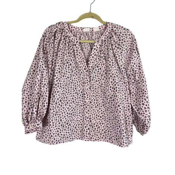 Levi's Top Women M Pink Floral Summer Y2K Boho Western 80s Retro Office Cowgirl - Picture 1 of 11